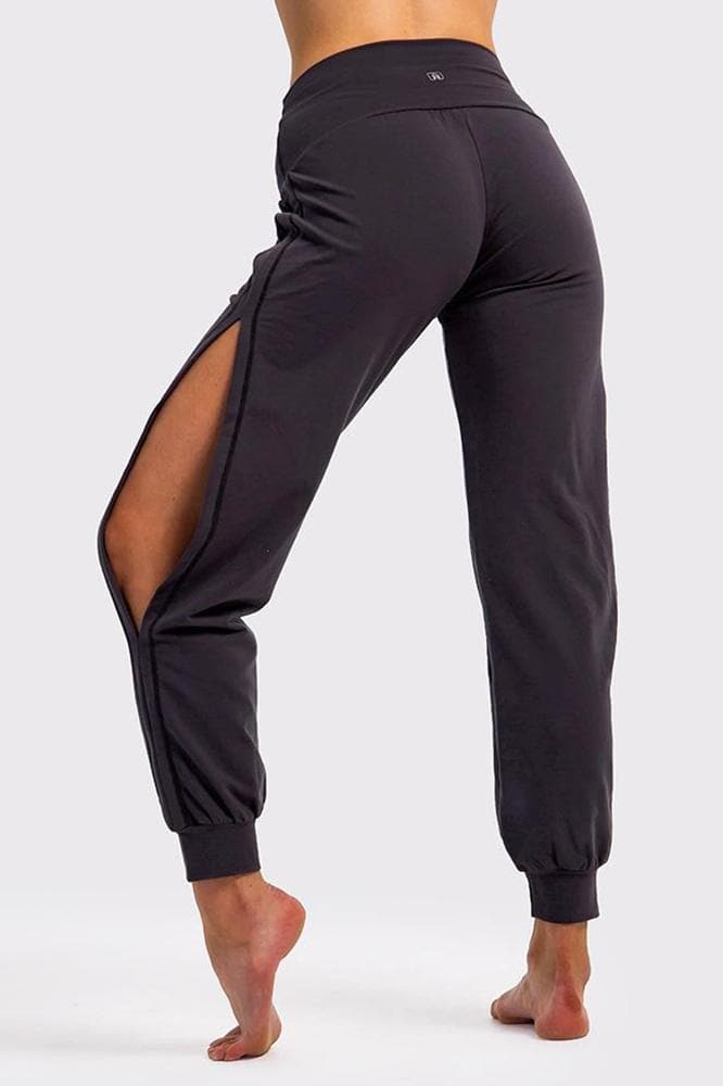 Buy KASSUALLY Black Side Slit Flared Pants online
